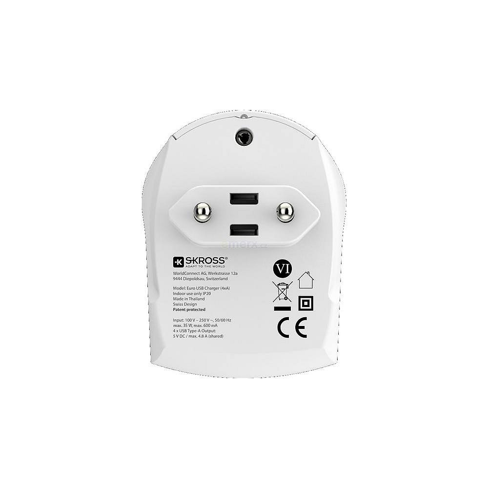 Napájecí síťový adaptér, 4 x USB-A, 5V/2400mA, 3 x 5V/1000mA, max. 4800mA celkově