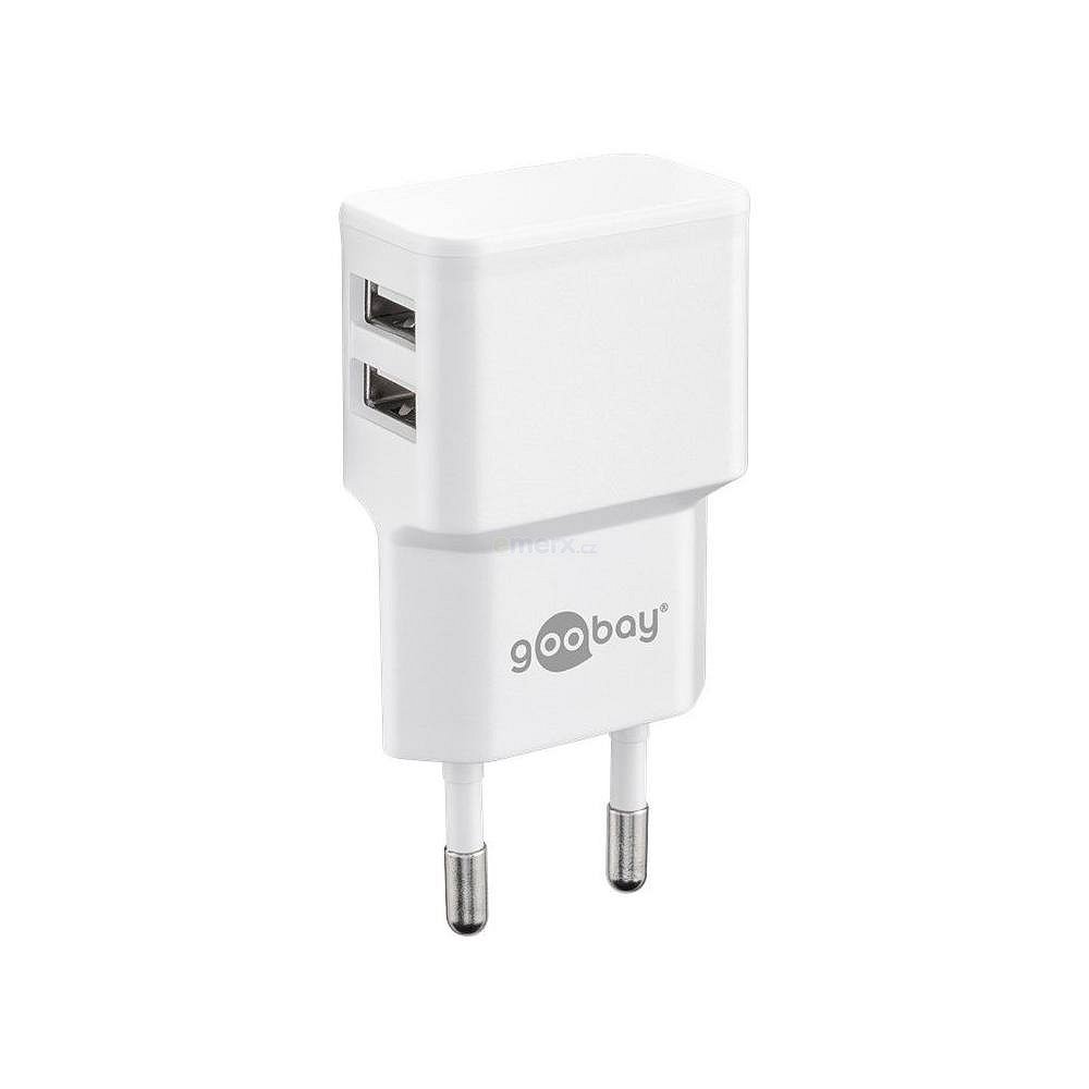 Napájecí síťový adaptér, 2 x USB-A, 5V/1200mA, 5V/1200mA, max. 2000mA celkově