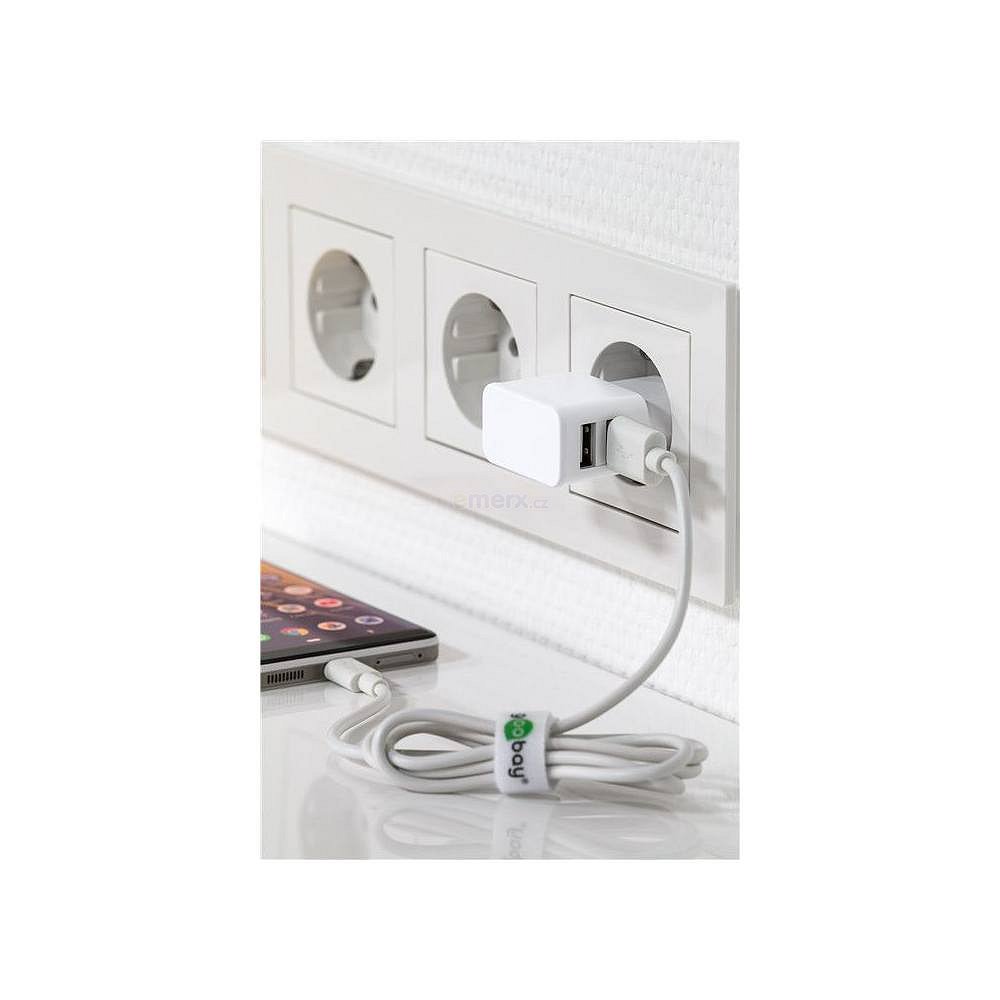 Napájecí síťový adaptér, 2 x USB-A, 5V/1200mA, 5V/1200mA, max. 2000mA celkově