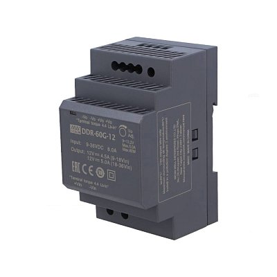 DC/DC měnič na DIN lištu 60W, 9..36V -> 12V/5A
