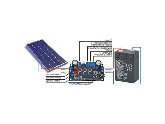Solární regulátor MPPT modul s displejem, 6-36V 5A