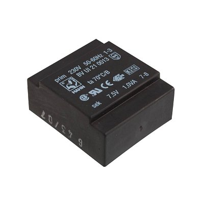 UI21; 1x7,5V/0,133A; 1VA; 230V; 33,4x28,9x14,9mm