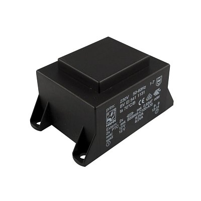 EI 54/18,8; 2x12V/0,667A; 16VA; 230V; 75,3x47,3x38,8mm; 4 úchyty