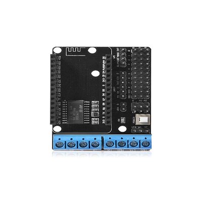 Shield s vyvedenymi piny, napájením a budičem motorů L293D pro NodeMcu.