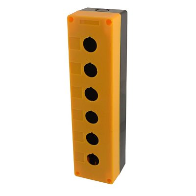 Krabička pro průmyslový ovladač; 6 tlačítek; 276x63x70mm; ABS; oranžová/černá