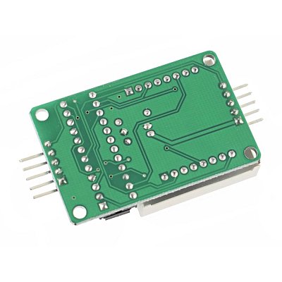 Maticový displej 8x8 s LED zapojenými se společnou katodou. K Arduinu připojíte pouze pomocí 3 řídících signálů díky přítomnosti driveru MAX7219