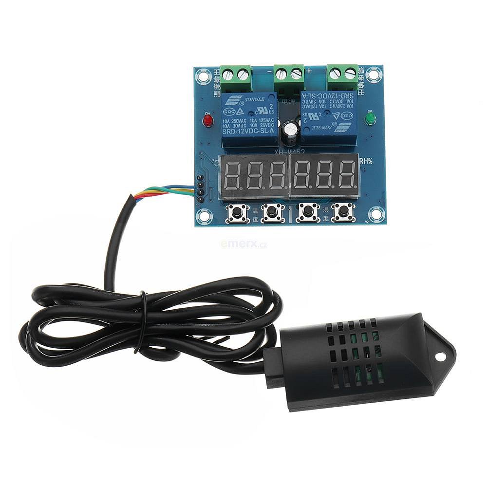 Modul digitálního termostatu a hygrostatu s pamětí a dvěma LED displeji