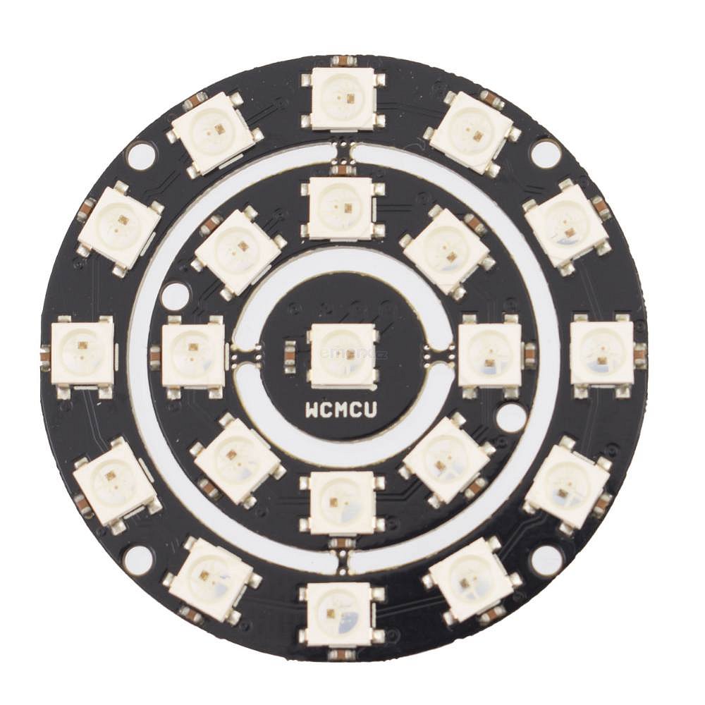 Modul s celkově 21 digitálně řízenými RGB SMD diododami, každá LED obsahuje čip WS2812
