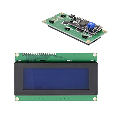 Modrý LCD displej s podsvícením bílou LED a řízen přes I2C - velice vhodný pro jednoduché projekty s malými nároky na zobrazování informací. 