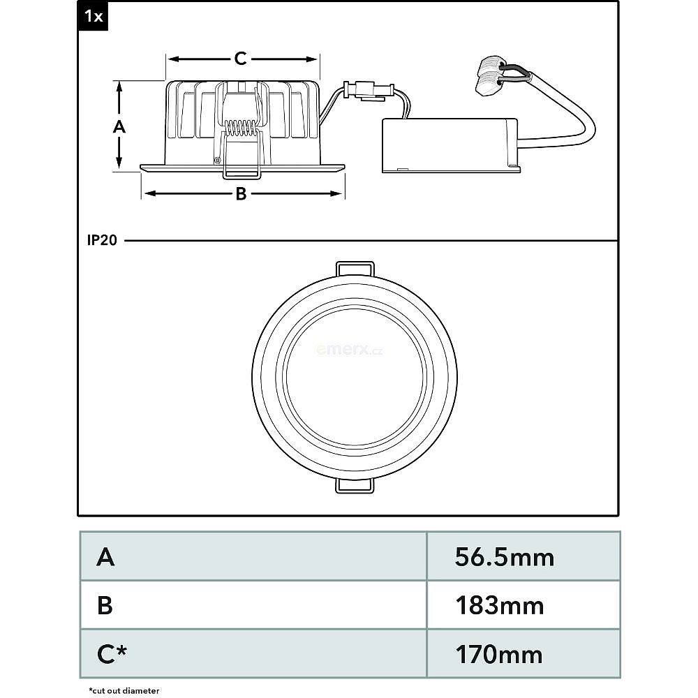 LED podhledové svítidlo, 230VAC, 21W, 1400lm, bílé, průměr 183mm