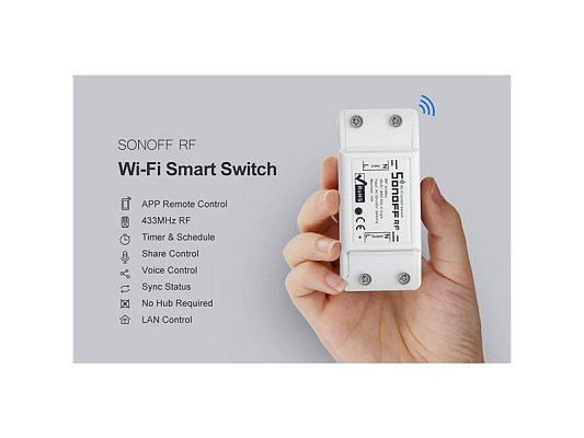RF a WiFi spínač, AWS, eWeLink, 90-250V AC, 10A, 2200W
