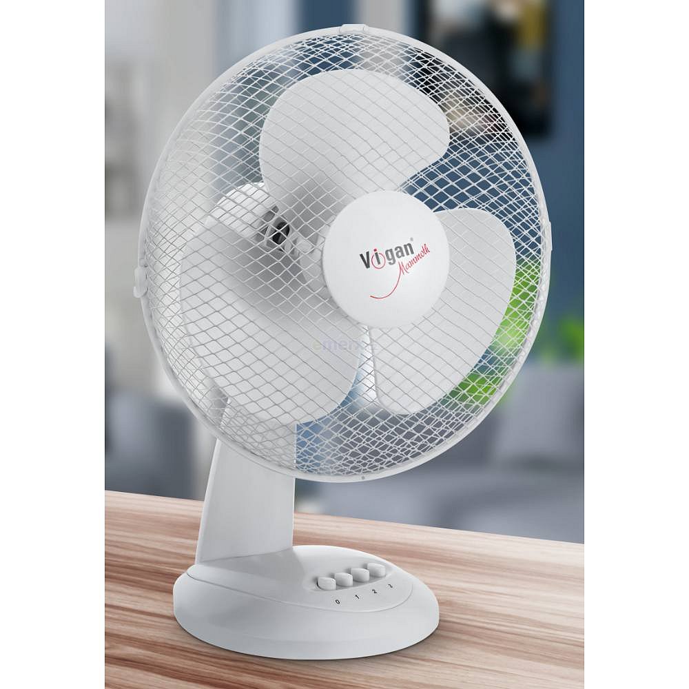 VIGAN MammothStolní ventilátor vhodný pro použití v horkých letních dnech v domácnostech, kancelářích, chalupách a chatách.