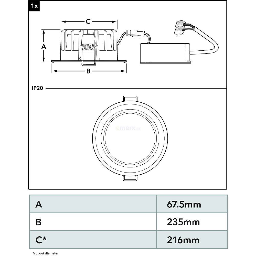 LED podhledové svítidlo, 230VAC, 24W, 1600lm, bílé, průměr 235mm