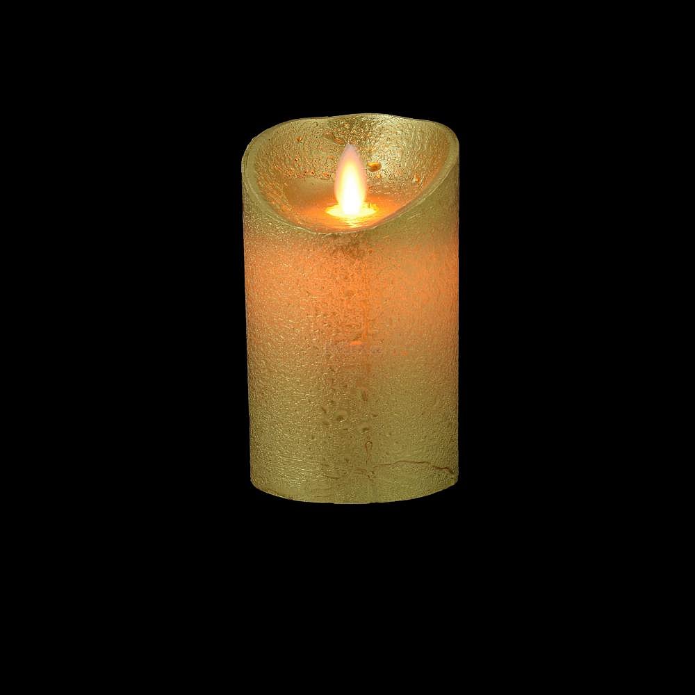LED vosková svíčka, imitace plamene, 12cm x 7,5cm, zlatá