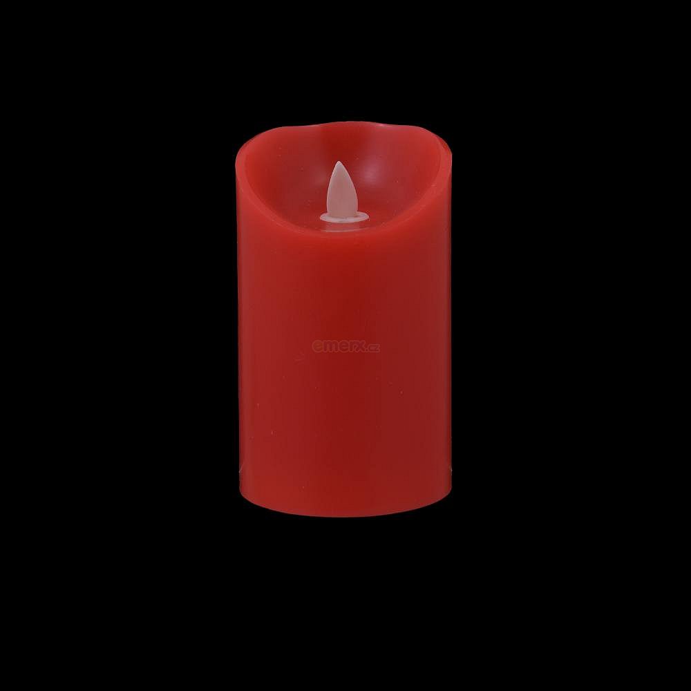 LED vosková svíčka, imitace plamene, 12cm x 7,5cm, červená