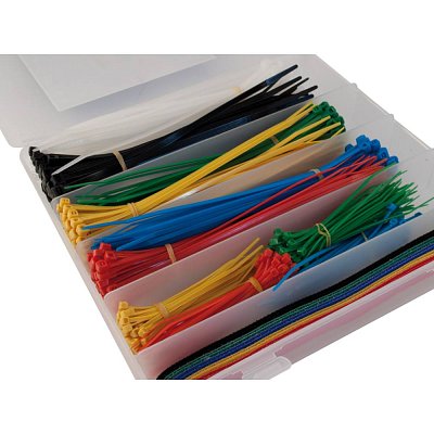 Stahovací pásky - sada, nylon, více barev 410ks