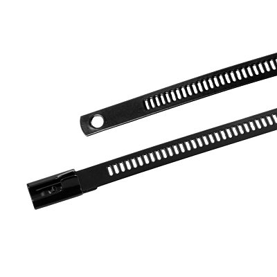 Stahovací pásek 450x12mm, nerezová ocel s nylonem, černý