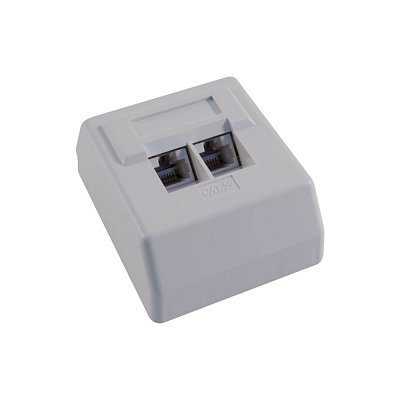 Zásuvka na omítku 2x RJ45st, CAT 5e