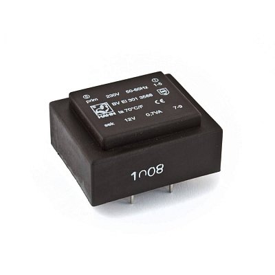 EI 30/5,5; 1x12V/0,058A; 0,7VA; 230V; 32,5x27,5x15,2mm; do DPS