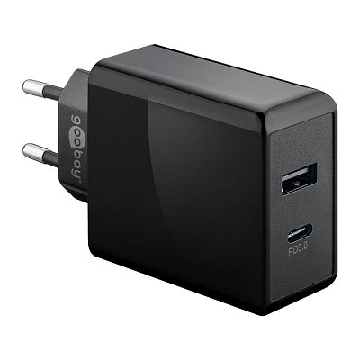 Napájecí síťový adaptér, funkce Quick Charge, 2x USB-A, 5V/2000mA,  5..12V/3000mA