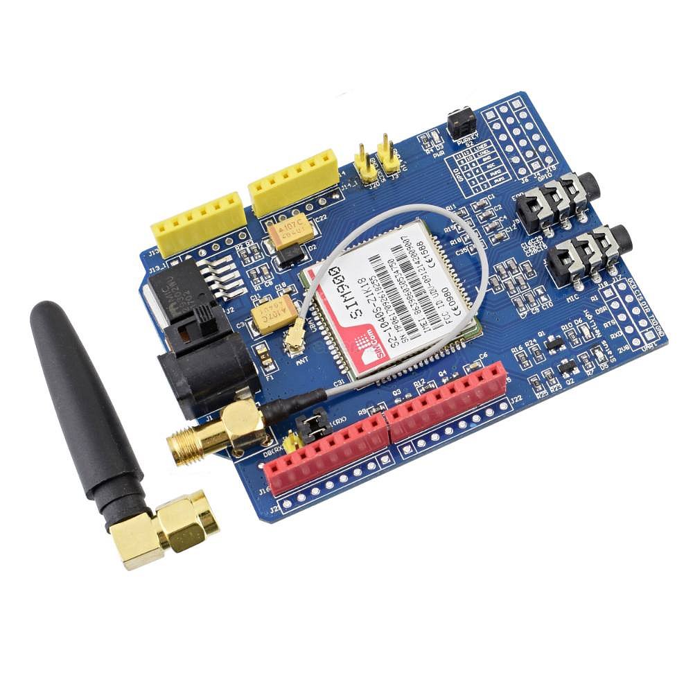 Shield pro pratformu Arduino UNO; GSM modul SIM900; vestavěná anténa 900/ 1800MHz; držák pro SIM kartu.