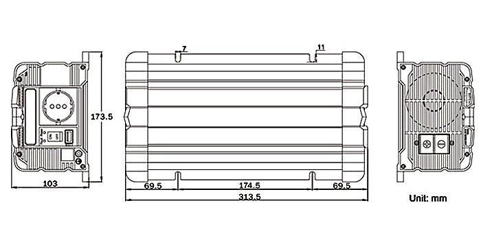 Měnič napětí Solarvertech FS1000 12V/230V 1000W čistá sinusovka D.O.