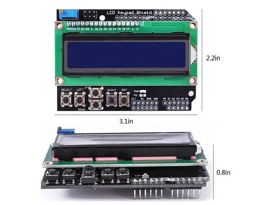 Displej LCD1602A s klávesnicí, 16x2 znaků, modré podsvícení