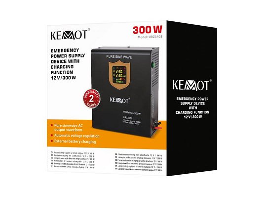 Zdroj záložní KEMOT PROsinus 300W 12V nástěnný