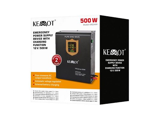 Zdroj záložní KEMOT PROsinus 500W 12V nástěnný