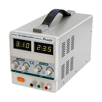 Laboratorní zdroj 0-30V/0-5A, 2x LED displej