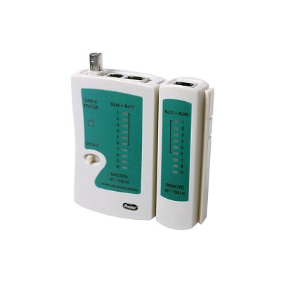 Tester kabelů RJ45 TIA568A/B (AT&T 258A), 10 Base-T, Token ring, RJ-11 / RJ-12 USOC a koaxiální BNC