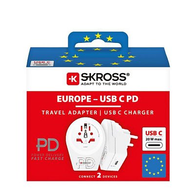 Adaptér cestovní SKROSS C20PD USB Europe pro cizince v ČR