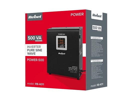 Zdroj záložní REBEL POWER-500 12V/230V 500VA 300W nástěnný