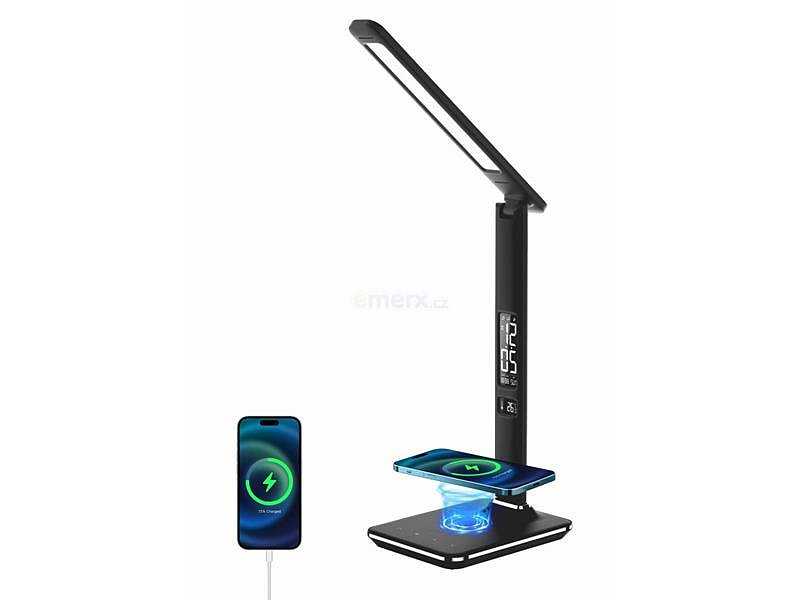 Lampa stolní IMMAX Kingfisher 08965L USB s bezdrátovým nabíjením Qi