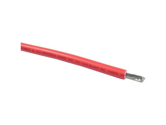 Solární kabel 10mm2, 1500V, červený, 100m