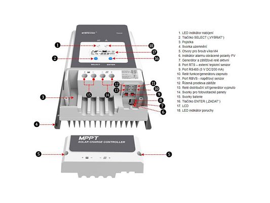 Solární regulátor MPPT EPever 200VDC/60A 6420AN - 12/24/48V