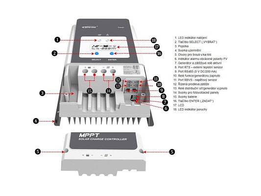 Solární regulátor MPPT EPever 150VDC/80A 8415AN - 12/24/48V