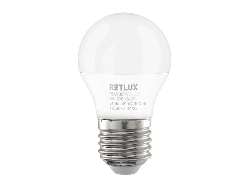 Žárovka LED E27 6W G45 bílá teplá RETLUX RLL 438