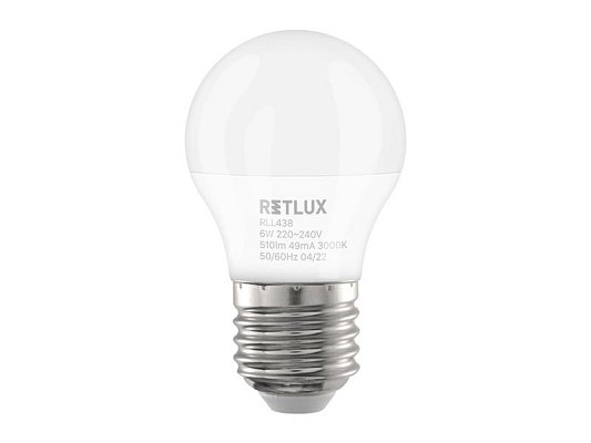 Žárovka LED E27 6W G45 bílá teplá RETLUX RLL 438