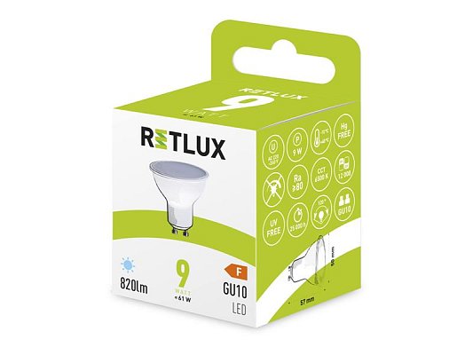 Žárovka LED GU10 9W bílá přírodní RETLUX RLL 419