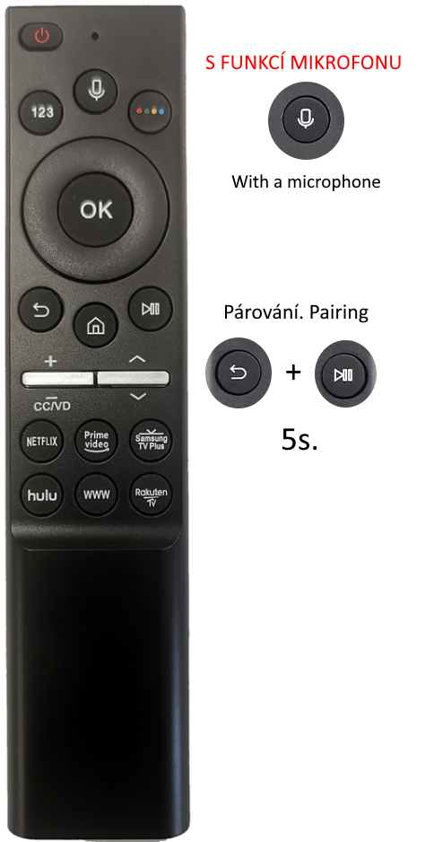 Samsung SMART Bluetooth univerzální dálkový ovladač netflix, prime video, samsung tv, hulu, www, rakuten tv.