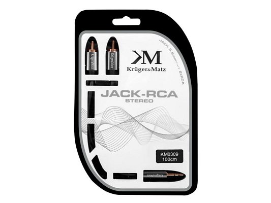 Kabel KRUGER & MATZ JACK 3.5 stereo/2xCINCH 1m KM0309