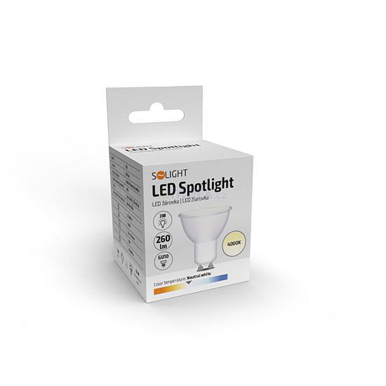 Žárovka LED GU10 3W bílá přírodní SOLIGHT WZ315A-1