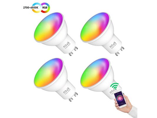 Smart sada LED žárovek GU10 4,5W RGB NOUS P8/4pack WiFi Tuya