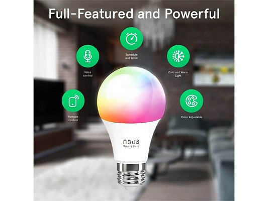 Smart sada LED žárovek E27 9W RGB NOUS P3/4pack WiFi Tuya