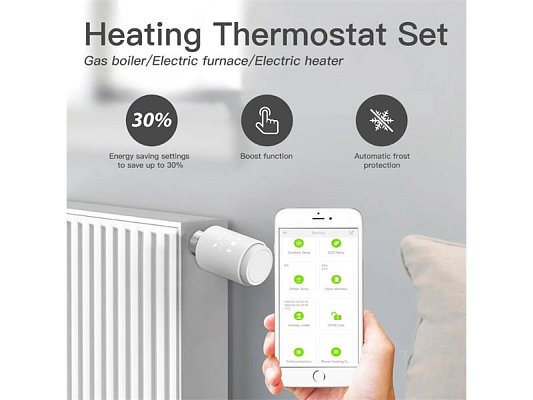 Smart termostatická hlavice MOES Thermostatic Radiator Valve TV02 ZigBee Tuya