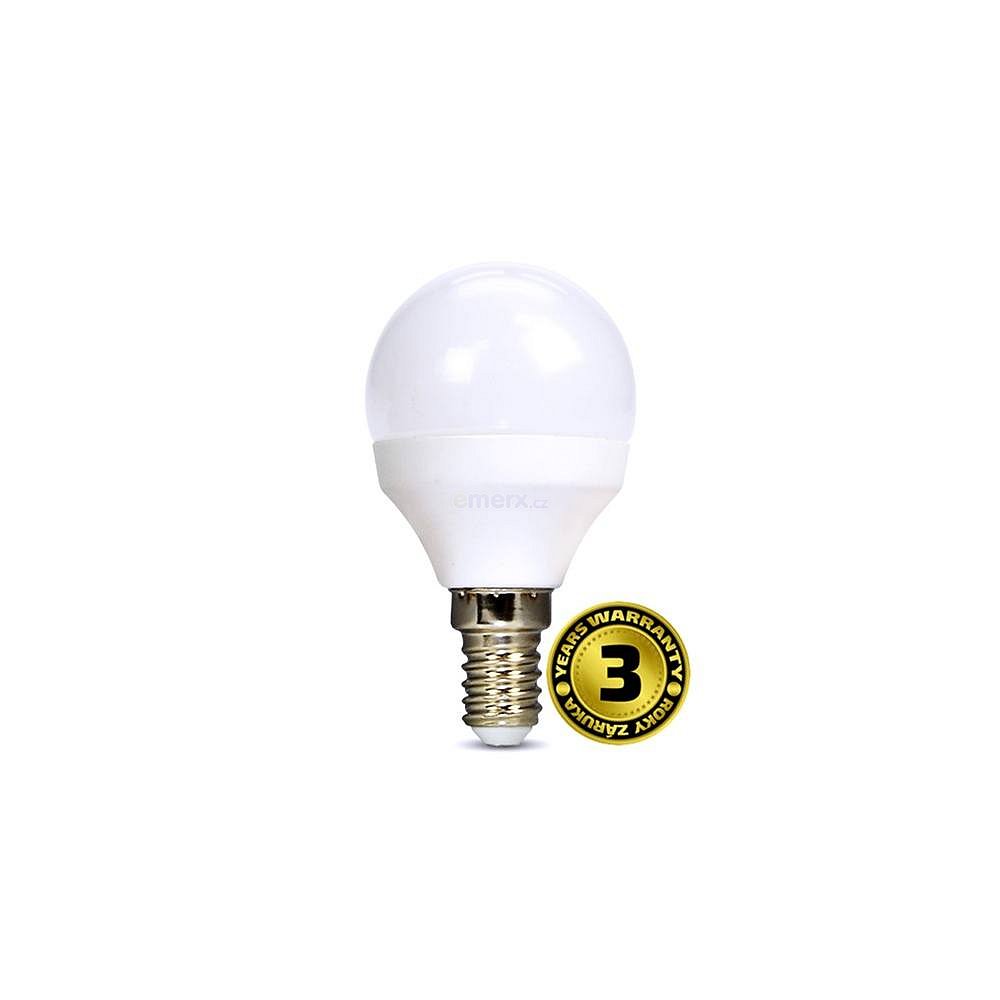 LED žárovka E14, 6W, 230VAC, teplá bílá 3000K, miniglobe, 510lm (WZ416)