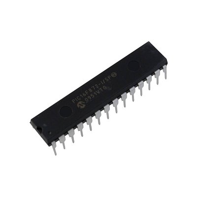 Mikrokontrolér PIC, paměť: 2kB, SRAM: 128B, EEPROM: 64B, THT