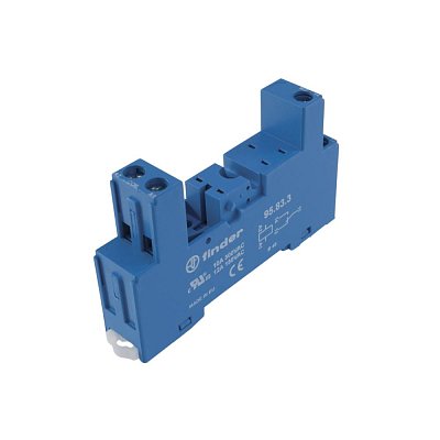 Patice se šroubovými svorkami pro relé FINDER řady 40.31 k upevnění na DIN-lištu.