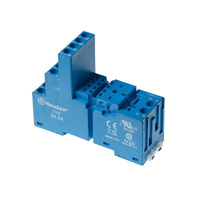 Patice se šroubovými svorkami pro relé FINDER řady 55.32 a 55.34 k upevnění na DIN-lištu ČSN 60175 TH35 nebo šrouby na panel.